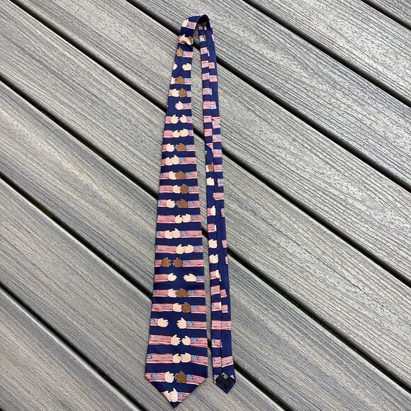 Save the Children Collection Necktie Mens American Flag Hands Print Silk Blend - Picture 2 of 4